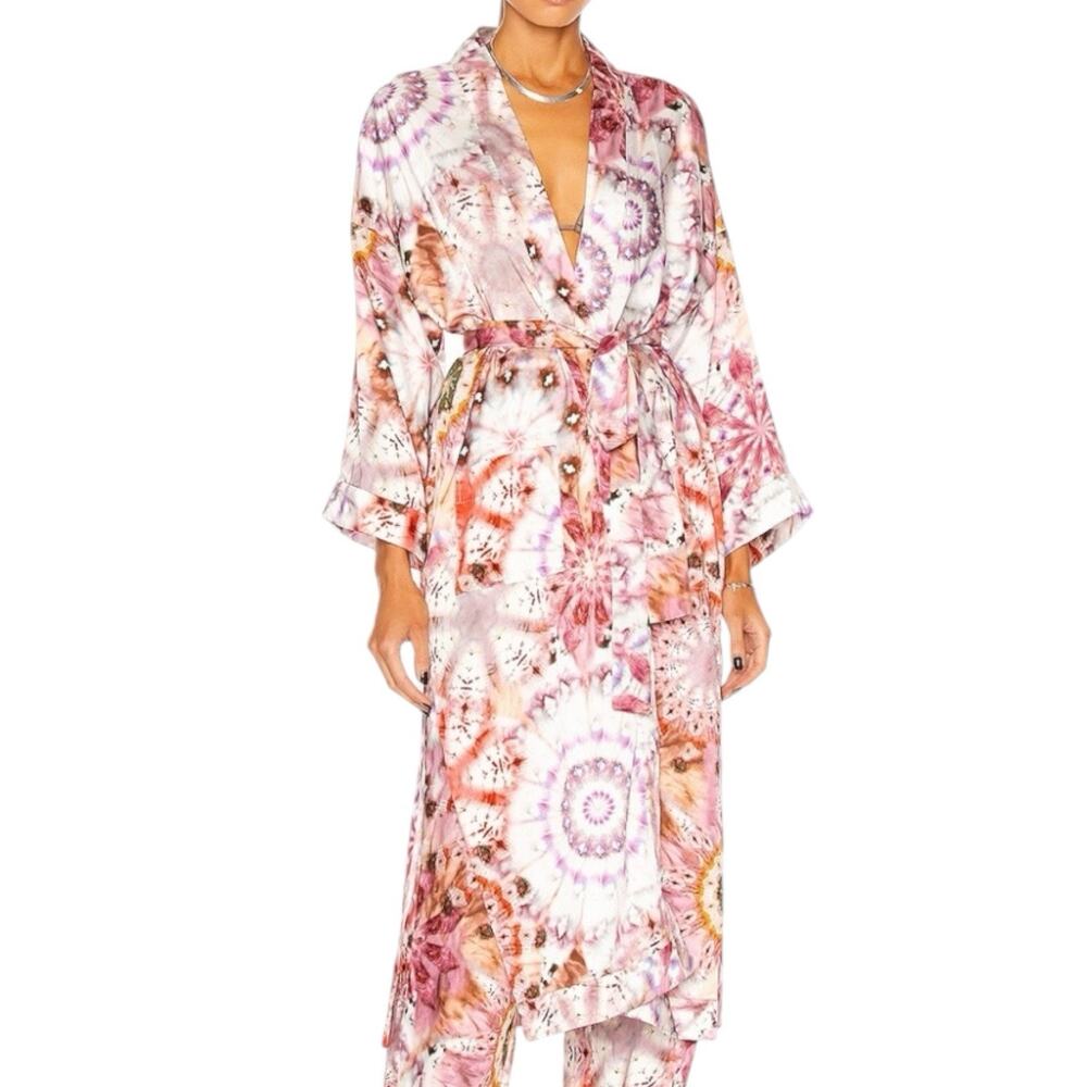 Alexis Georgina Kimono Robe Rose Pink Satin Size Medium